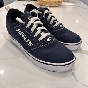 Heelys Pro 20 Wheel Skate Shoes Mens Size 12 Sneakers Navy White Canvas Platform